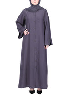 BeingMuslims Sophisticated Abaya with Back Piping. Dark Grey
