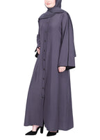 BeingMuslims Sophisticated Abaya with Back Piping. Dark Grey