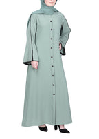 BeingMuslims Sophisticated Abaya with Back Piping. Mint