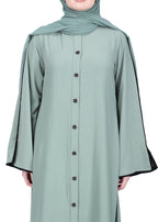 BeingMuslims Sophisticated Abaya with Back Piping. Mint