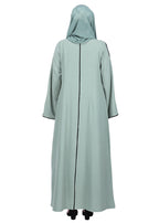 BeingMuslims Sophisticated Abaya with Back Piping. Mint