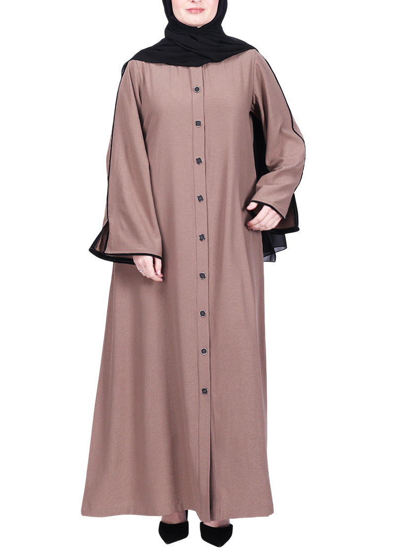 BeingMuslims Sophisticated Abaya with Back Piping.