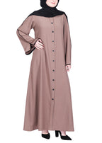 BeingMuslims Sophisticated Abaya with Back Piping. Oak Brown