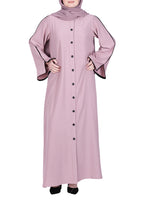 BeingMuslims Sophisticated Abaya with Back Piping. Pink
