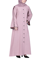 BeingMuslims Sophisticated Abaya with Back Piping. Pink