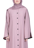 BeingMuslims Sophisticated Abaya with Back Piping. Pink