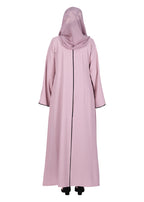 BeingMuslims Sophisticated Abaya with Back Piping. Pink