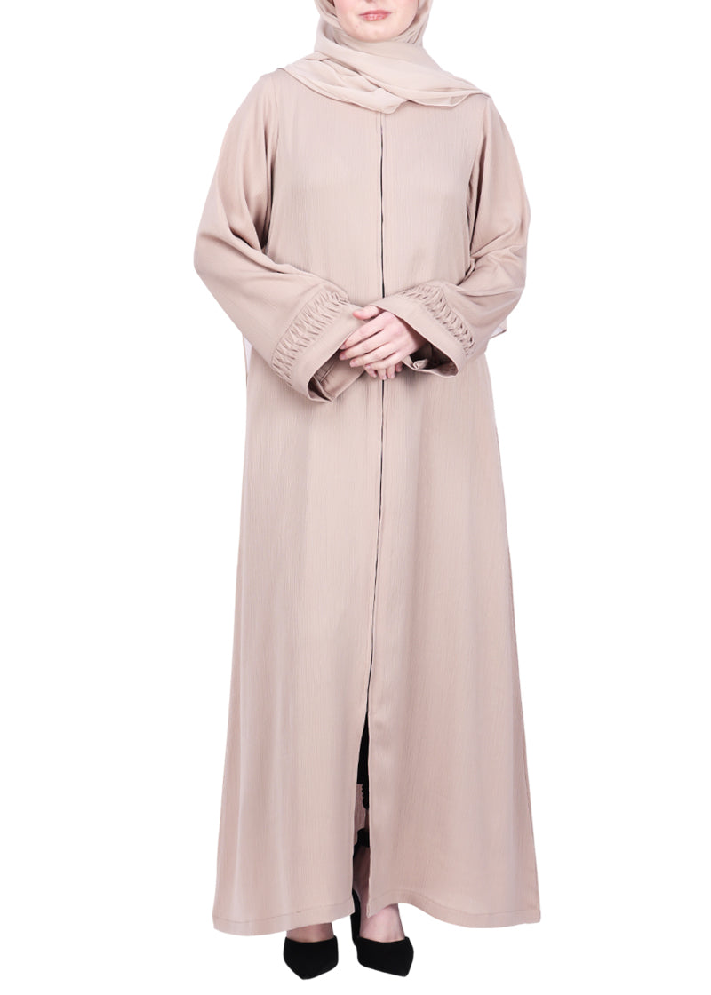 BeingMuslims Sophisticated Abaya with Back Piping. Dark Grey L