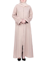 BeingMuslims Sleek Abaya with Designer Sleeves Beige