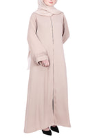 BeingMuslims Sleek Abaya with Designer Sleeves Beige