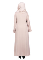 BeingMuslims Sleek Abaya with Designer Sleeves Beige