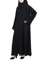 BeingMuslims Sleek Abaya with Designer Sleeves Black