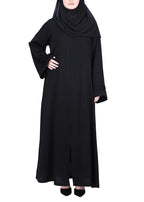 BeingMuslims Sleek Abaya with Designer Sleeves Black