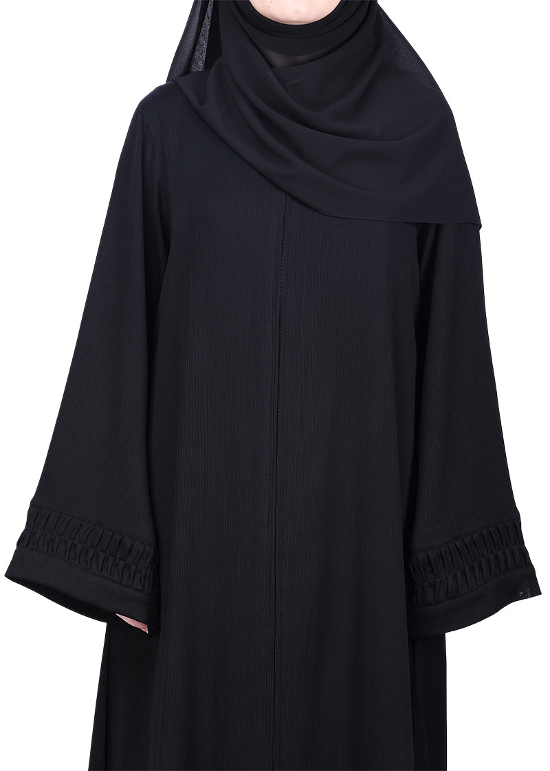 BeingMuslims Sleek Abaya with Designer Sleeves Black