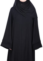 BeingMuslims Sleek Abaya with Designer Sleeves Black