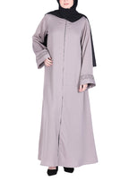 BeingMuslims Sleek Abaya with Designer Sleeves Grey
