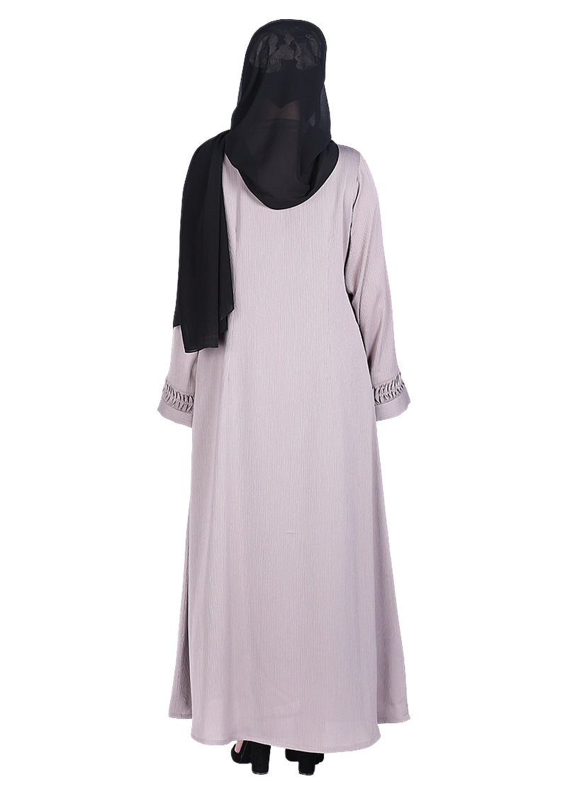 BeingMuslims Sleek Abaya with Designer Sleeves Grey