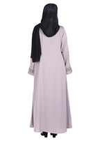 BeingMuslims Sleek Abaya with Designer Sleeves Grey