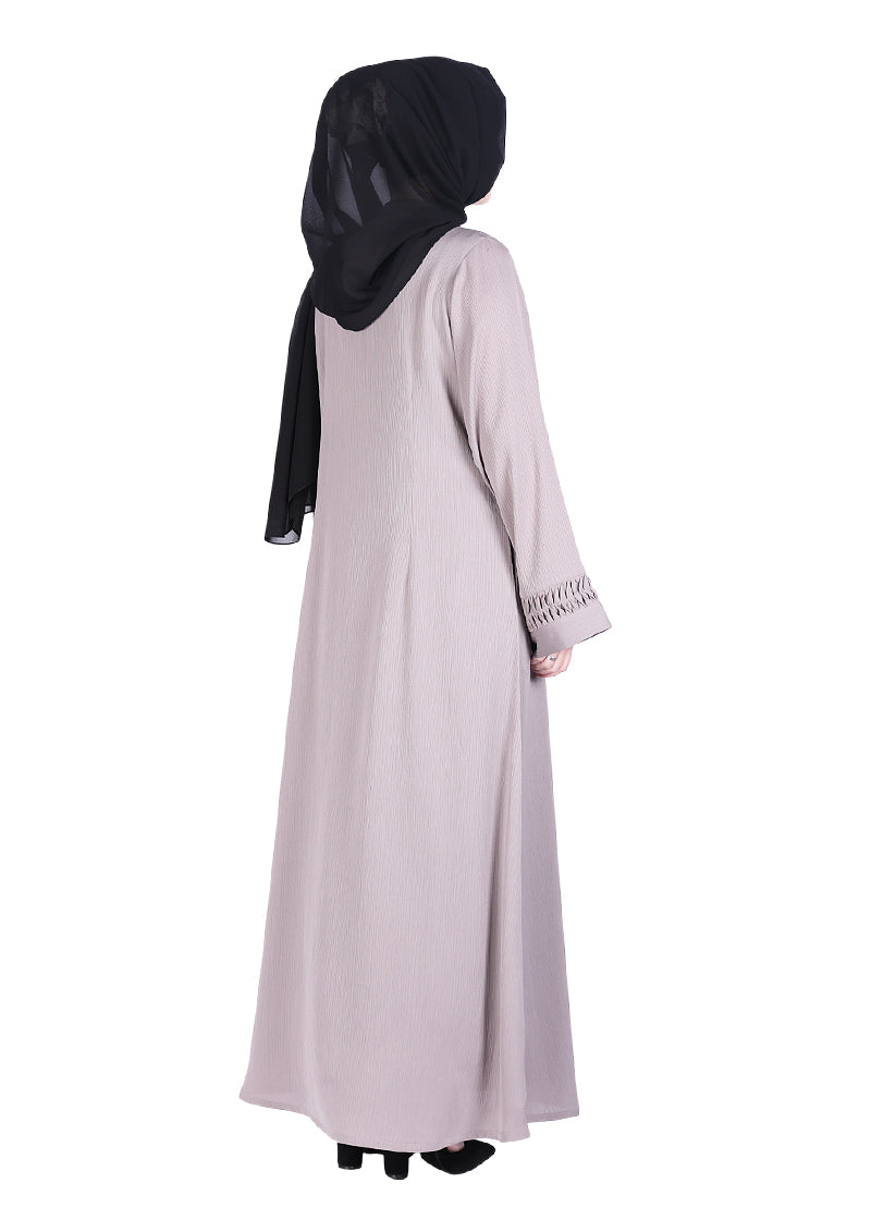 BeingMuslims Sleek Abaya with Designer Sleeves Grey