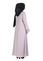 BeingMuslims Sleek Abaya with Designer Sleeves Grey
