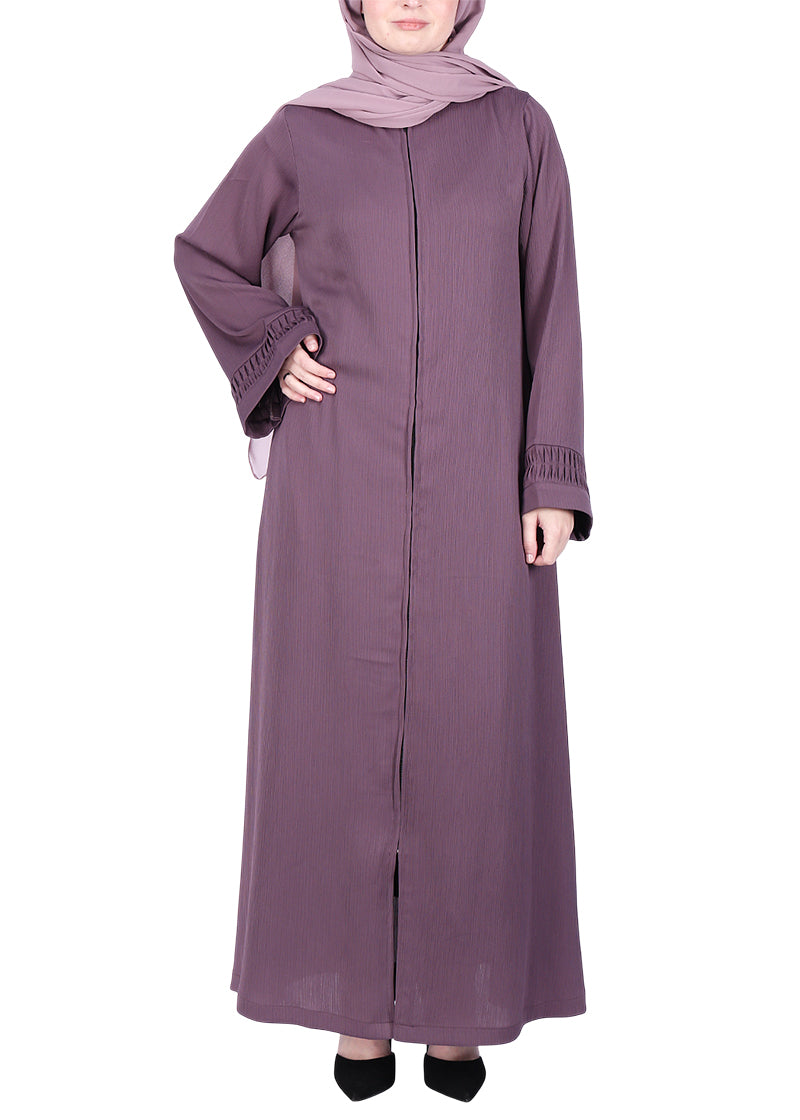 BeingMuslims Sophisticated Abaya with Back Piping. Dark Grey XXL