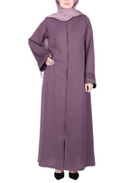 BeingMuslims Sophisticated Abaya with Back Piping. Dark Grey XXL