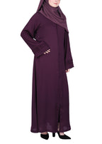 BeingMuslims Sleek Abaya with Designer Sleeves Purple