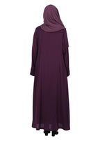 BeingMuslims Sleek Abaya with Designer Sleeves Purple