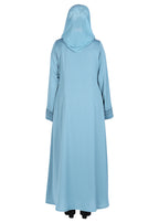 BeingMuslims Sleek Abaya with Designer Sleeves Teal Blue