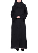BeingMuslims Abaya with Starburst Crystal Embroidery Motifs Black
