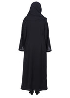 BeingMuslims Abaya with Starburst Crystal Embroidery Motifs Black