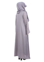 BeingMuslims Abaya with Starburst Crystal Embroidery Motifs Grey