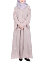 BeingMuslims Abaya with Starburst Crystal Embroidery Motifs Beige
