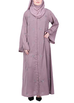BeingMuslims Abaya with Starburst Crystal Embroidery Motifs Light Purple