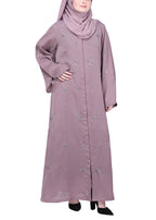 BeingMuslims Abaya with Starburst Crystal Embroidery Motifs Light Purple