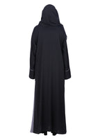 BeingMuslims Flowy Abaya with Sleek contrast Piping Purple