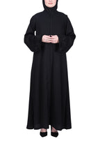 BeingMuslims Extraordinary Abaya Golden Circular Medallion Motifs Black