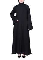 BeingMuslims Extraordinary Abaya Golden Circular Medallion Motifs Black