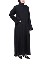 BeingMuslims Extraordinary Abaya Golden Circular Medallion Motifs Black