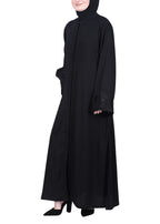 BeingMuslims Extraordinary Abaya Golden Circular Medallion Motifs Black