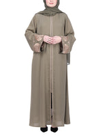 BeingMuslims Extraordinary Abaya Golden Circular Medallion Motifs Green