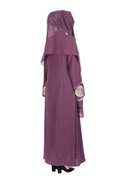 BeingMuslims Extraordinary Abaya Golden Circular Medallion Motifs Purple