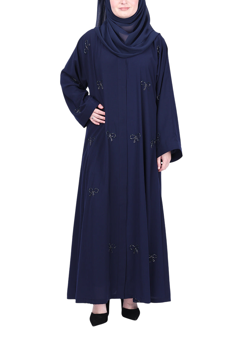 BeingMuslims Understated with Elegant Bow Shaped Motifs Navy Blue