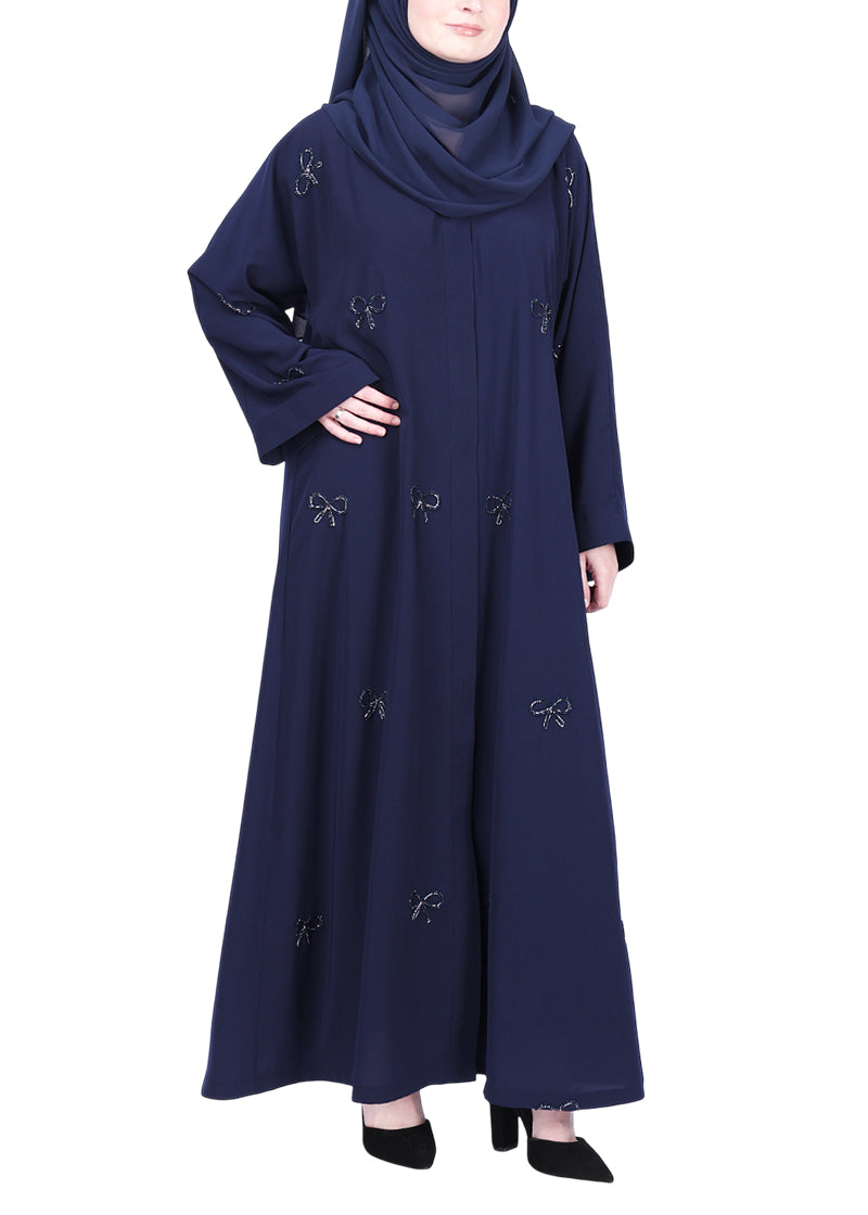 BeingMuslims Understated with Elegant Bow Shaped Motifs Navy Blue