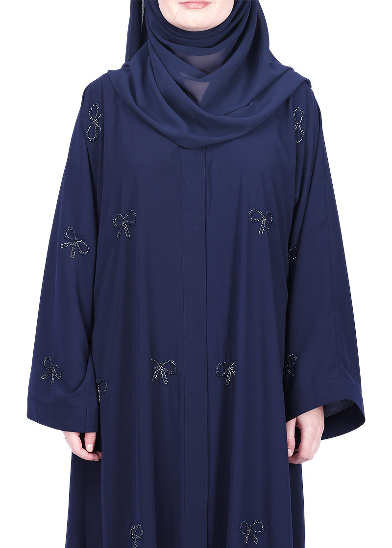 BeingMuslims Understated with Elegant Bow Shaped Motifs Navy Blue