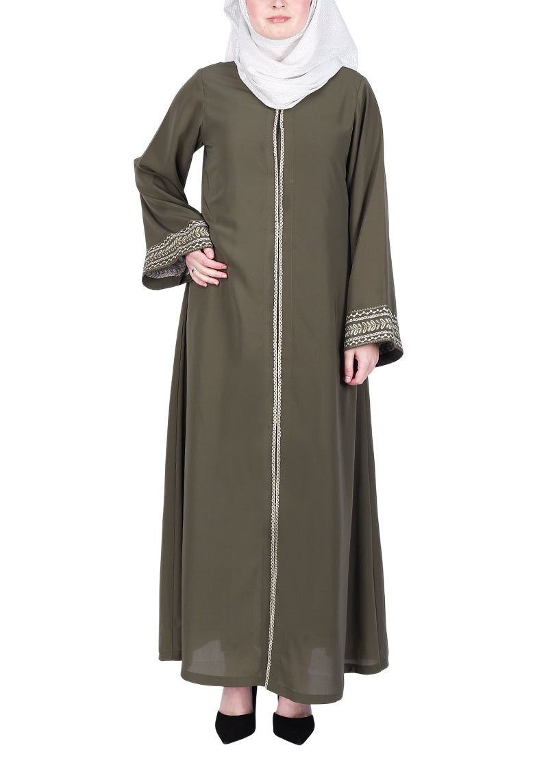 BeingMuslims Abayas with Delicate Geomtric Lines Embroidery