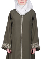 BeingMuslims Abayas with Delicate Geomtric Lines Embroidery Dead Mint