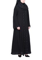 BeingMuslims Luxury Abaya with Rich Floral Beadwork Embroidery Black