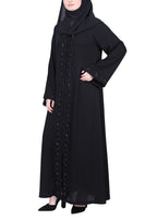 BeingMuslims Luxury Abaya with Rich Floral Beadwork Embroidery Black