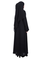 BeingMuslims Luxury Abaya with Muted Jewel Tone Embroidery Black